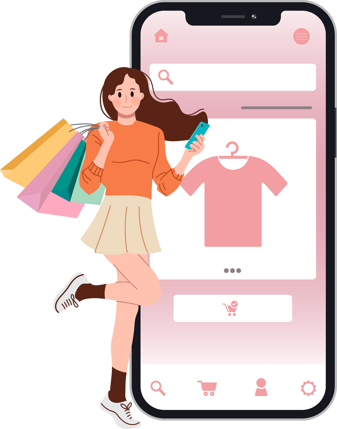 Women buying online through online store.